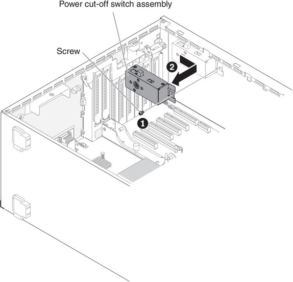 Remove screw that secures the power cut-off switch assembly