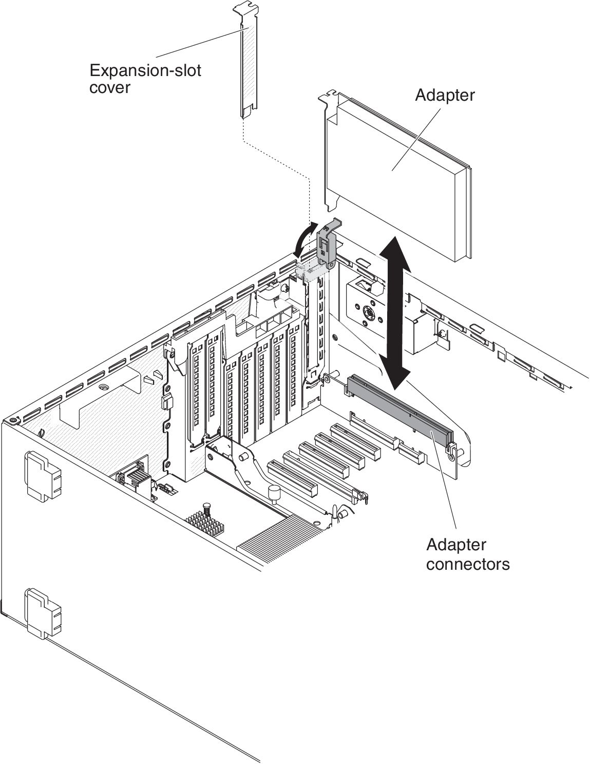 Rotate the adapter-retention brackets to the open position