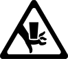 Graphic illustrating label that indicates moving parts nearby