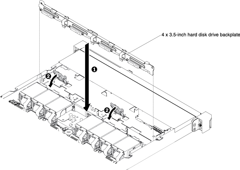 4 x 3.5-inch simple-swap hard disk drive backplate assembly installation