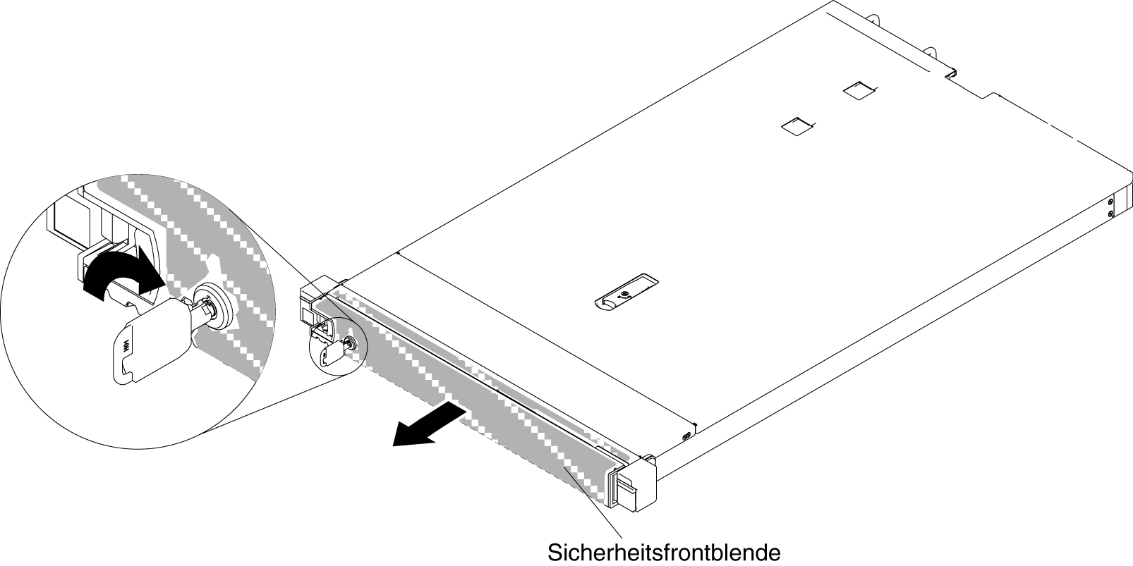 Aufschließen der Sicherheitsfrontblende