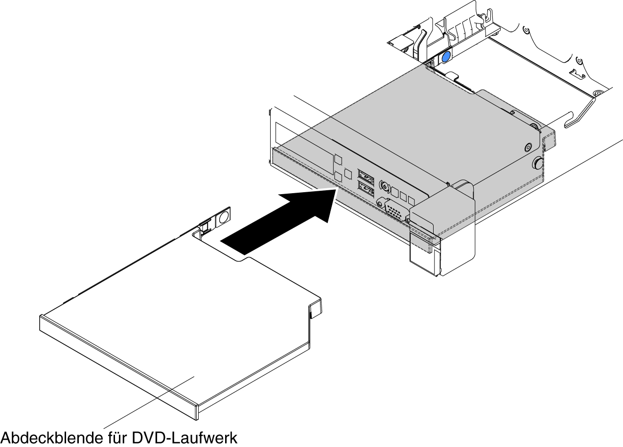 Abdeckblende für DVD-Laufwerk für Servermodelle mit 2,5-Zoll-Festplattenlaufwerken installieren