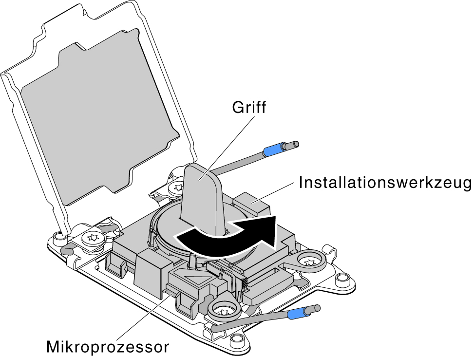 Griff am Installationswerkzeug einstellen