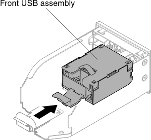 Front USB connector assembly installation for ten 2.5-inch hot-swap hard disk drive server configuration