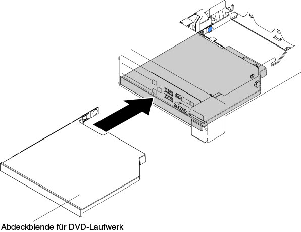 Abdeckblende für DVD-Laufwerk für Servermodelle mit 2,5-Zoll-Festplattenlaufwerken installieren