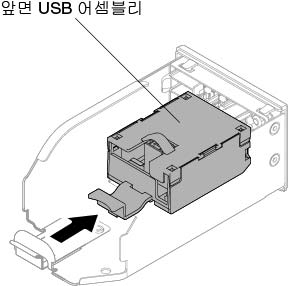 10개의 2.5인치 핫 스왑 하드 디스크 드라이브 서버 구성을 위한 앞면 USB 커넥터 어셈블리 설치