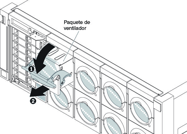 Ilustración de cómo se extrae un conjunto del ventilador de intercambio en caliente