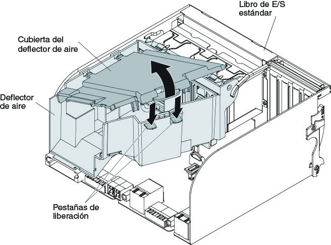 Ilustración donde se muestra la extracción de la cubierta del deflector de aire