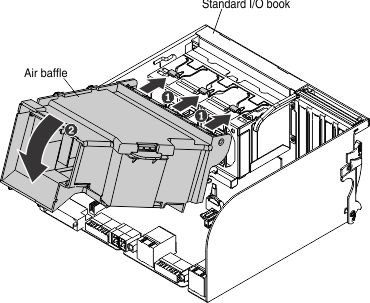 Illustration of replacing the standard I/O book air baffle